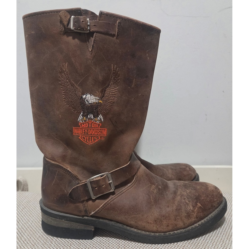 Vintage Harley Davidson Jerry Boots Mens Brown Flying Eagle 8631 10.5EE Wide